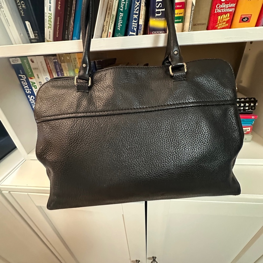 kate spade Black Pebbled Leather Laptop Tote with Front Zip Pocket - Picture 8 of 11